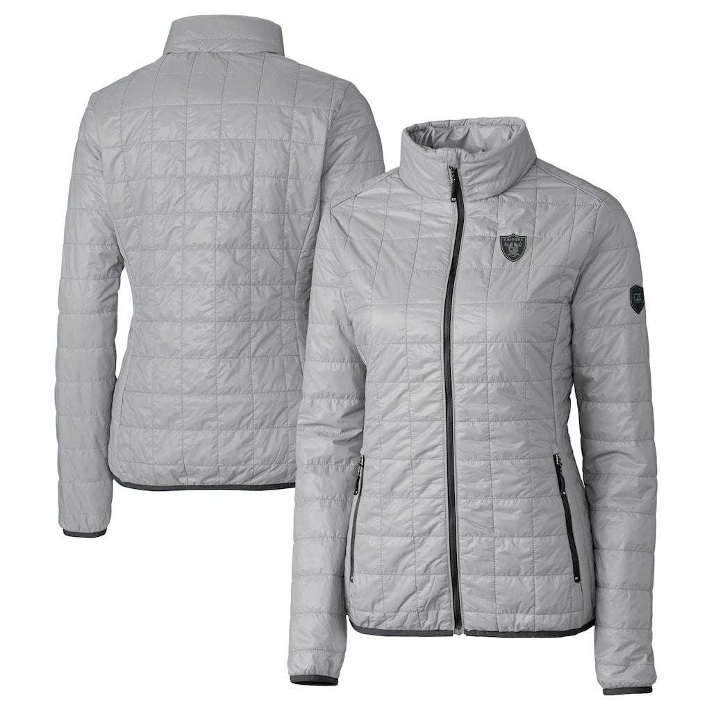 Las Vegas Raiders Cutter & Buck Women's Rainier PrimaLoft Eco Insulated Full-Zip Puffer Jacket - Gray - NFL
