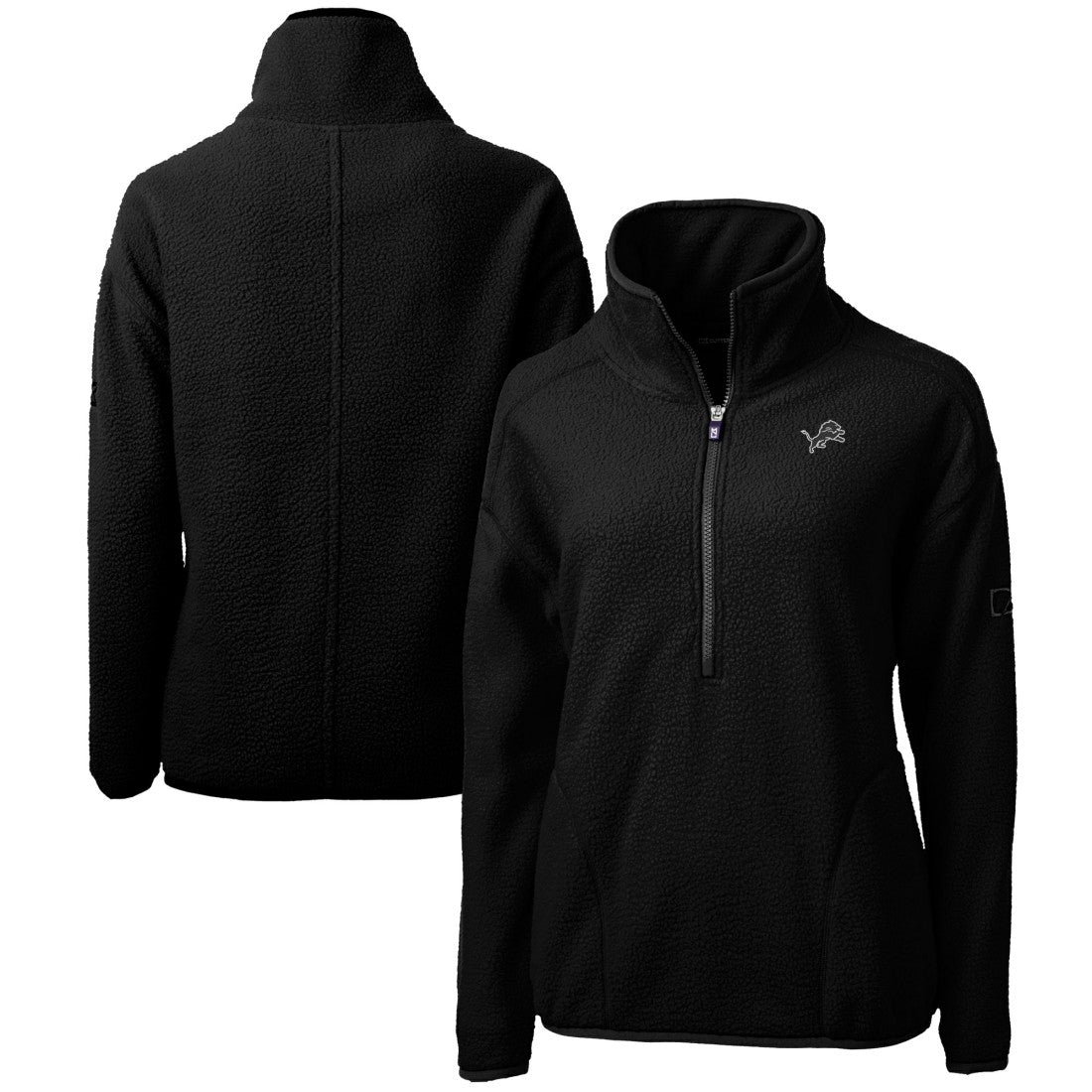 Detroit Lions Cutter & Buck Women's Cascade Eco Sherpa Fleece Half-Zip Jacket - Black - NFL