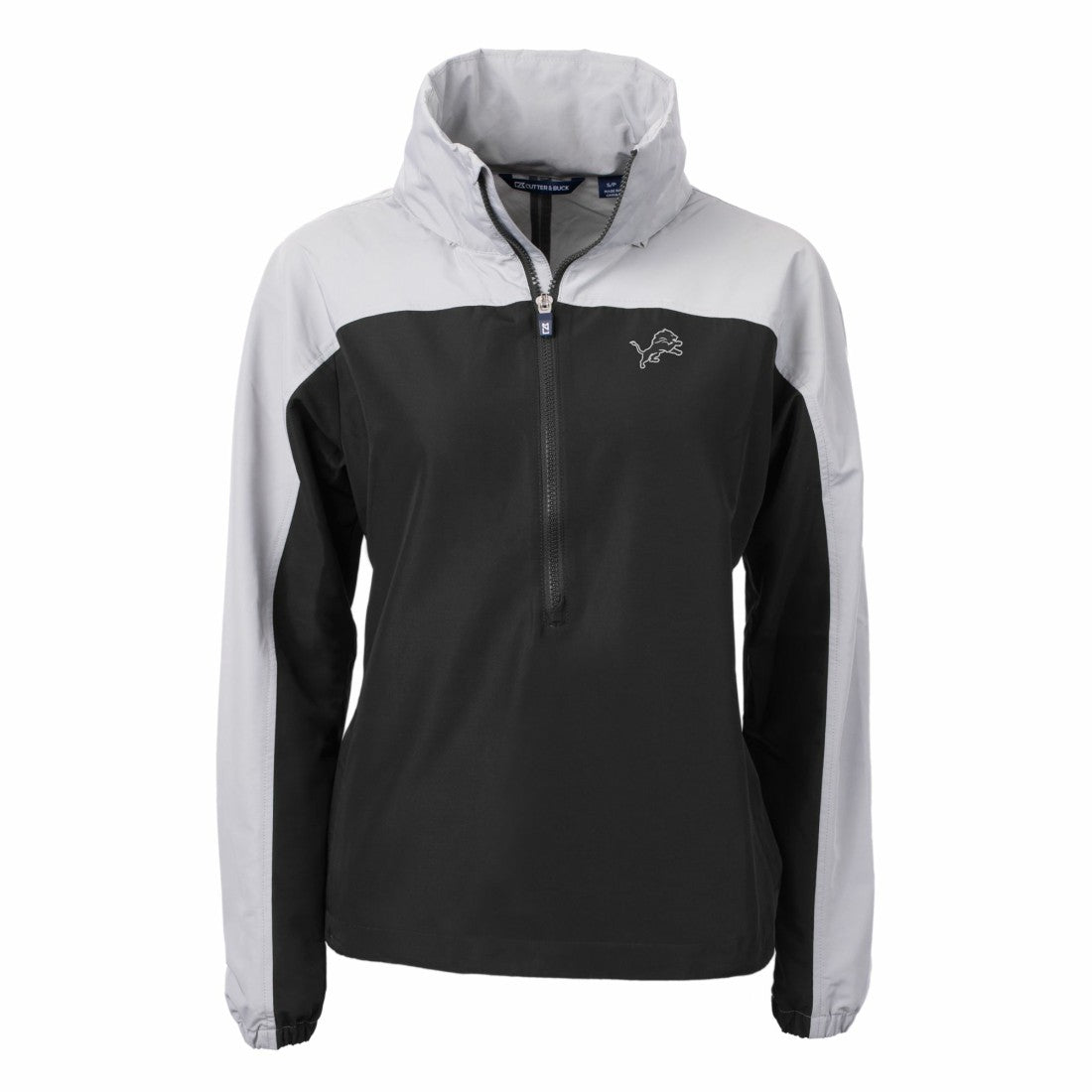 Detroit Lions Cutter & Buck Women's Charter Eco Recycled Half-Zip Hoodie Anorak Jacket - Black/Gray - NFL
