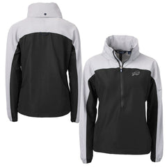 Buffalo Bills Cutter & Buck Women's Charter Eco Recycled Half-Zip Hoodie Anorak Jacket - Black - NFL
