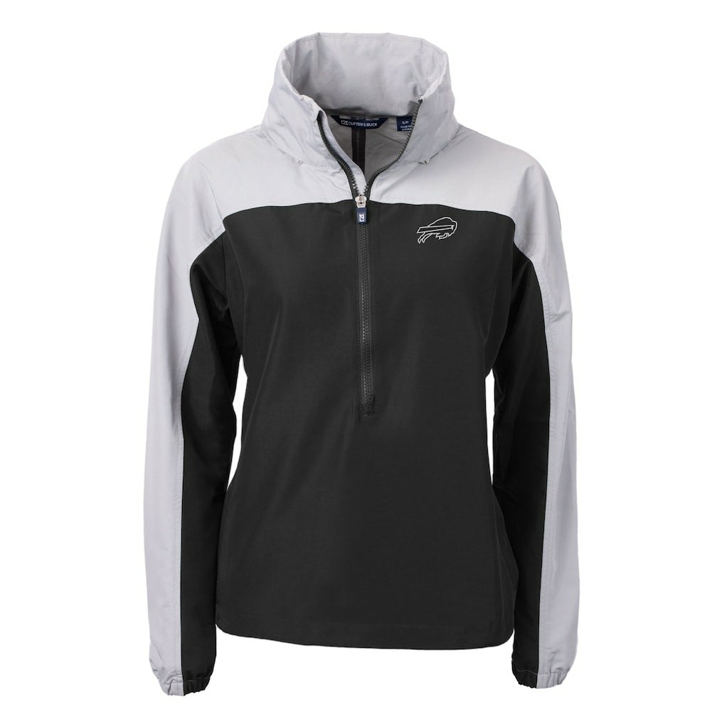 Buffalo Bills Cutter & Buck Women's Charter Eco Recycled Half-Zip Hoodie Anorak Jacket - Black - NFL