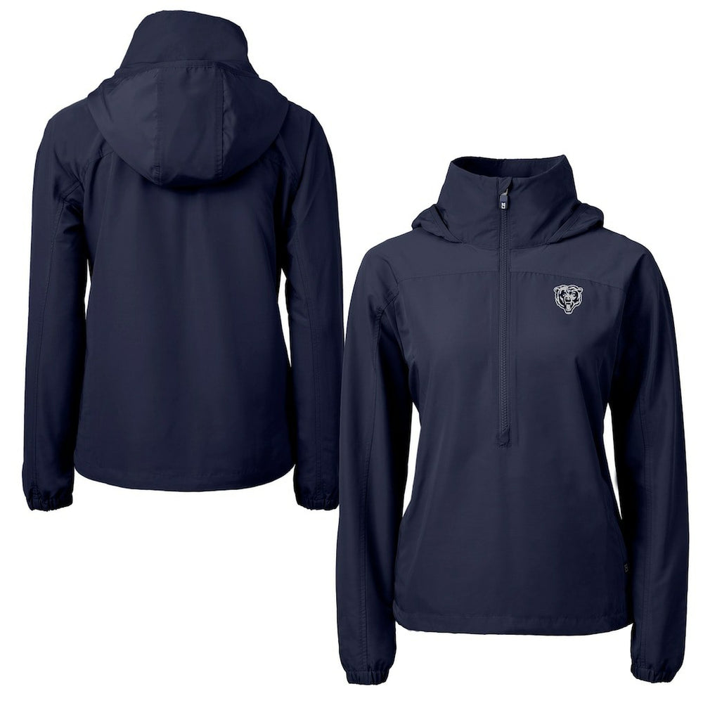 Chicago Bears Cutter & Buck Women's Charter Eco Recycled Half-Zip Hoodie Anorak Jacket - Navy - NFL