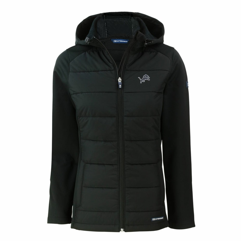 Detroit Lions Cutter & Buck Women's Evoke Hybrid Eco Softshell Recycled Full-Zip Hoodie Jacket - Black - NFL