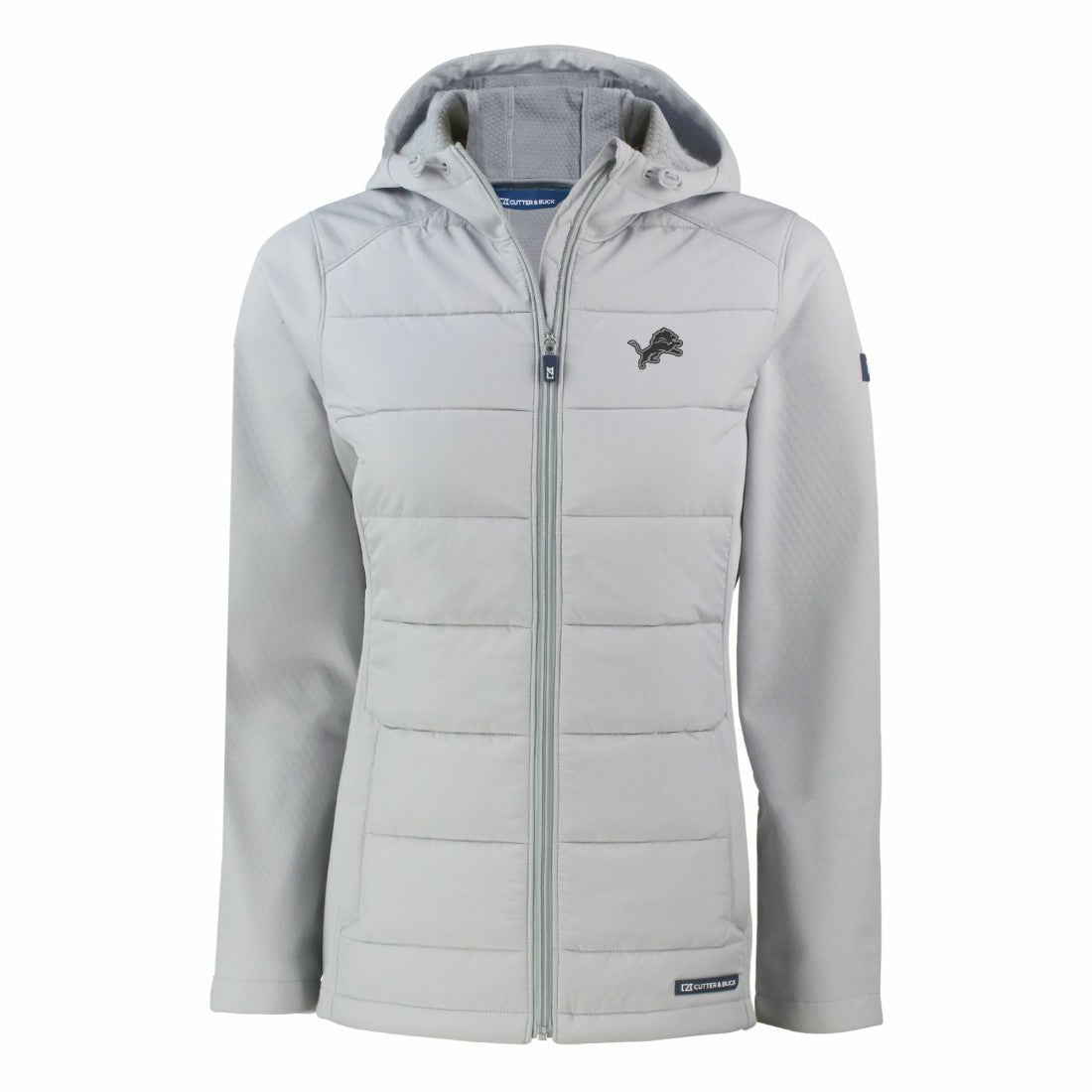 Detroit Lions Cutter & Buck Women's Evoke Hybrid Eco Softshell Recycled Full-Zip Hoodie Jacket - Gray - NFL