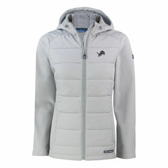 Detroit Lions Cutter & Buck Women's Evoke Hybrid Eco Softshell Recycled Full-Zip Hoodie Jacket - Gray - NFL