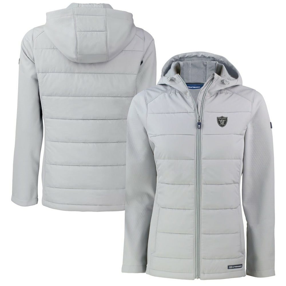 Las Vegas Raiders Cutter & Buck Women's Evoke Hybrid Eco Softshell Recycled Full-Zip Hoodie Jacket - Gray - NFL