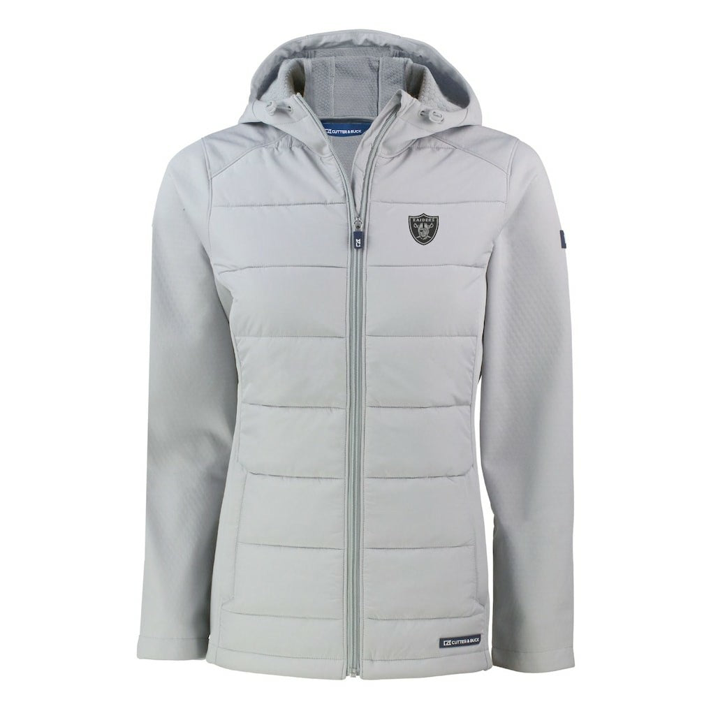 Las Vegas Raiders Cutter & Buck Women's Evoke Hybrid Eco Softshell Recycled Full-Zip Hoodie Jacket - Gray - NFL