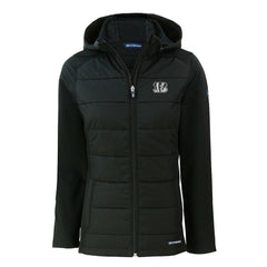 Cincinnati Bengals Cutter & Buck Women's Evoke Hybrid Eco Softshell Recycled Full-Zip Hoodie Jacket - Black - NFL