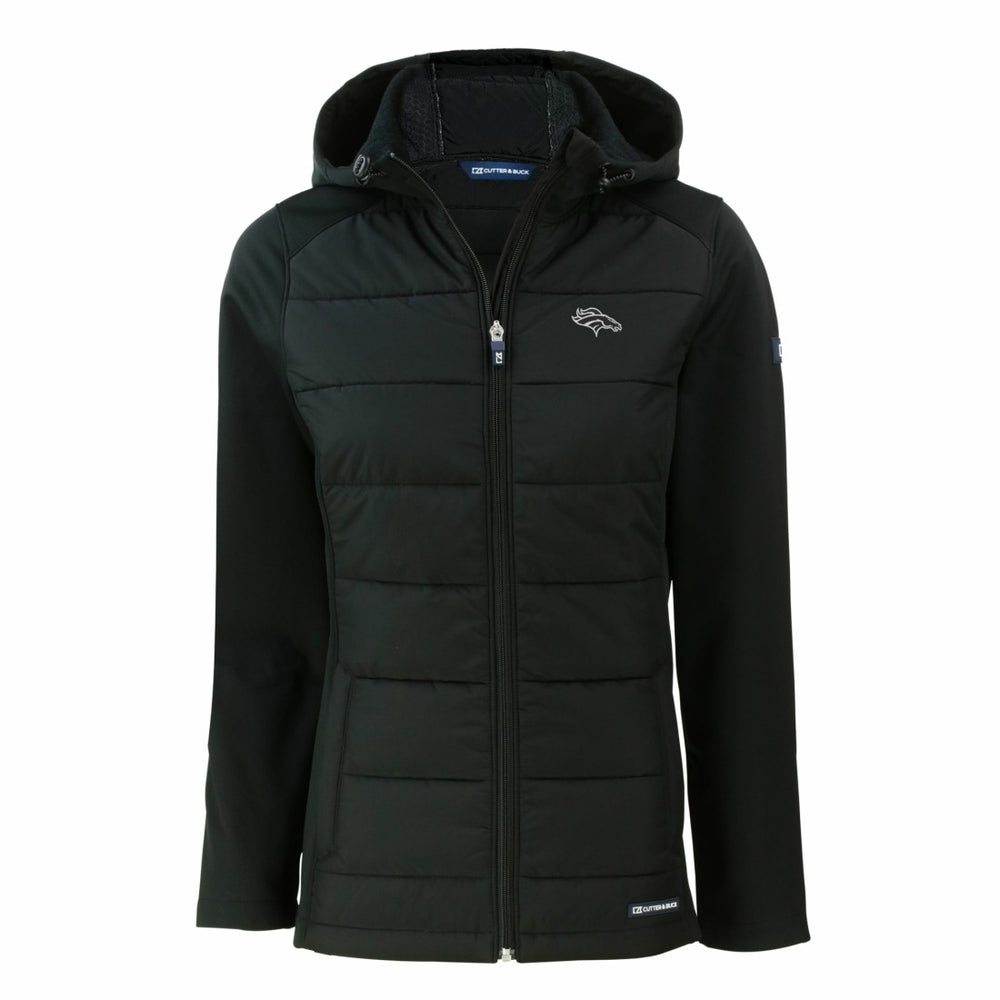 Denver Broncos Cutter & Buck Women's Evoke Hybrid Eco Softshell Recycled Full-Zip Hoodie Jacket - Black - NFL