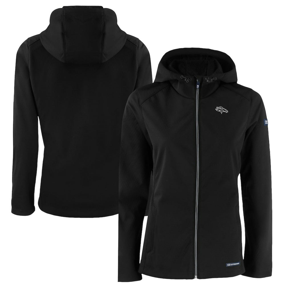 Denver Broncos Cutter & Buck Women's Evoke Eco Softshell Recycled Full-Zip Hoodie Jacket - Black - NFL