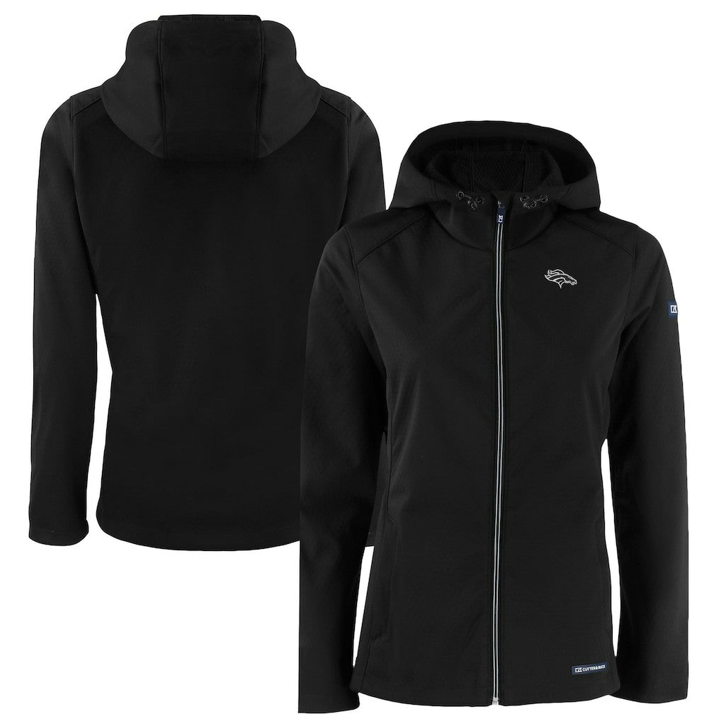 Denver Broncos Cutter & Buck Women's Evoke Eco Softshell Recycled Full-Zip Hoodie Jacket - Black - NFL
