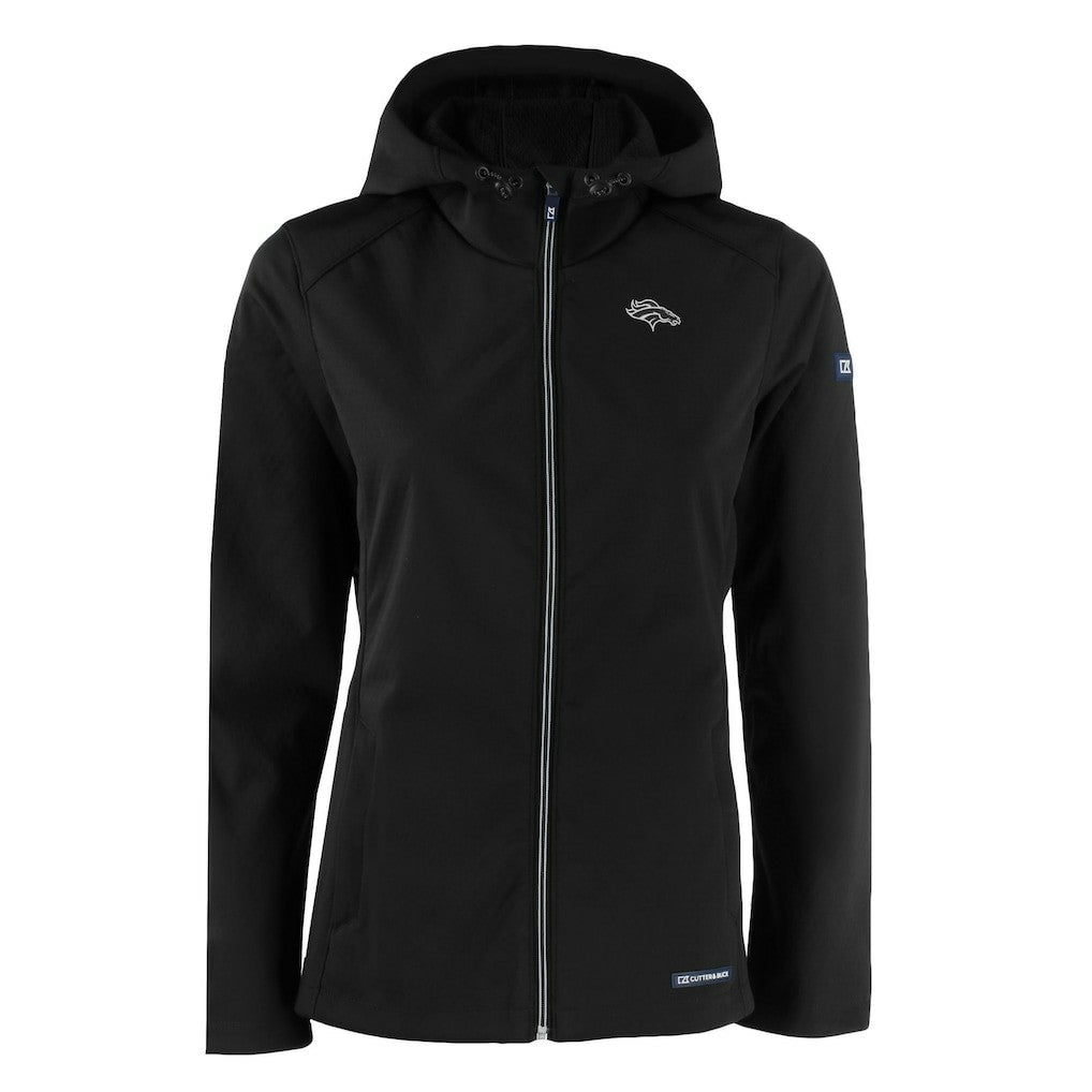 Denver Broncos Cutter & Buck Women's Evoke Eco Softshell Recycled Full-Zip Hoodie Jacket - Black - NFL