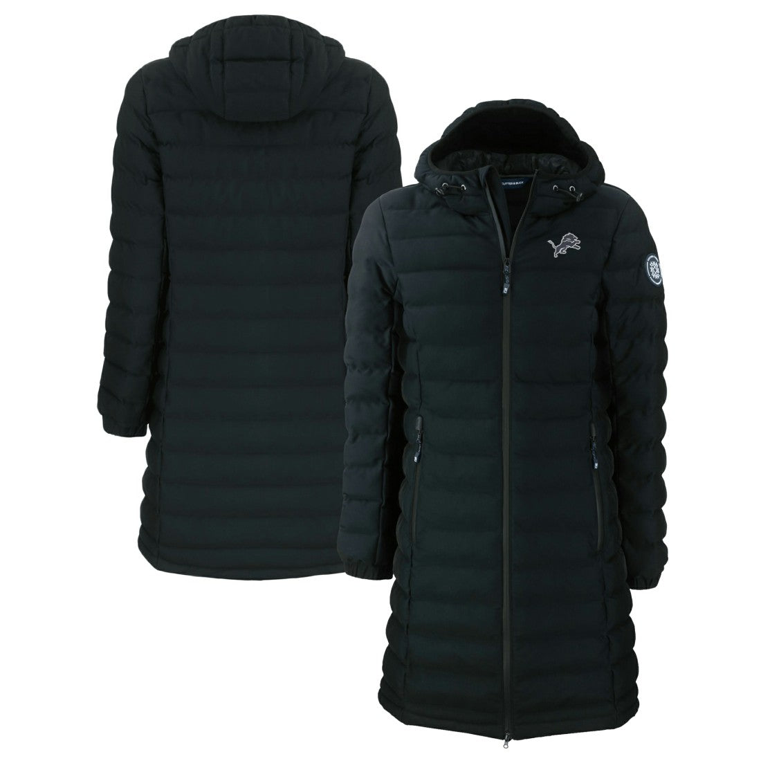 Detroit Lions Cutter & Buck Women's Mission Ridge Repreve Eco Insulated Full-Zip Hoodie Long Puffer Jacket - Black - NFL