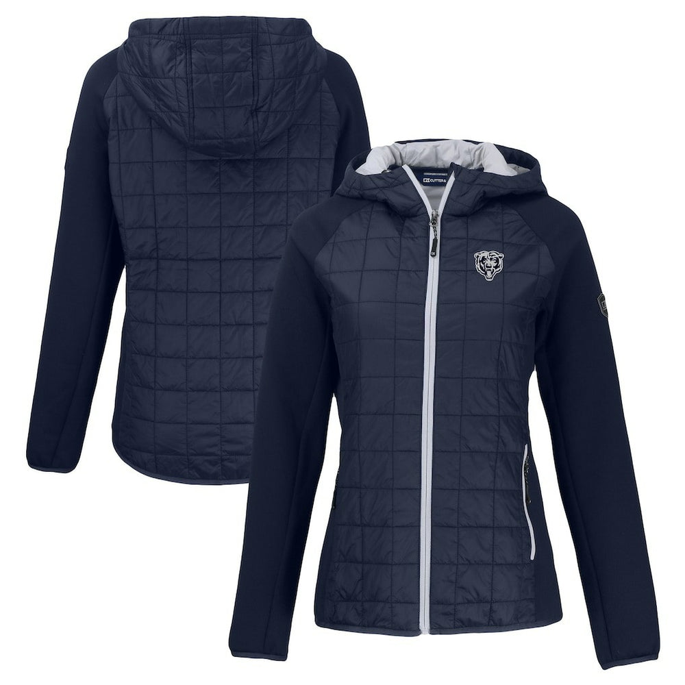 Chicago Bears Cutter & Buck Women's Rainier PrimaLoft Eco Hybrid Full-Zip Hoodie Jacket - Navy - NFL