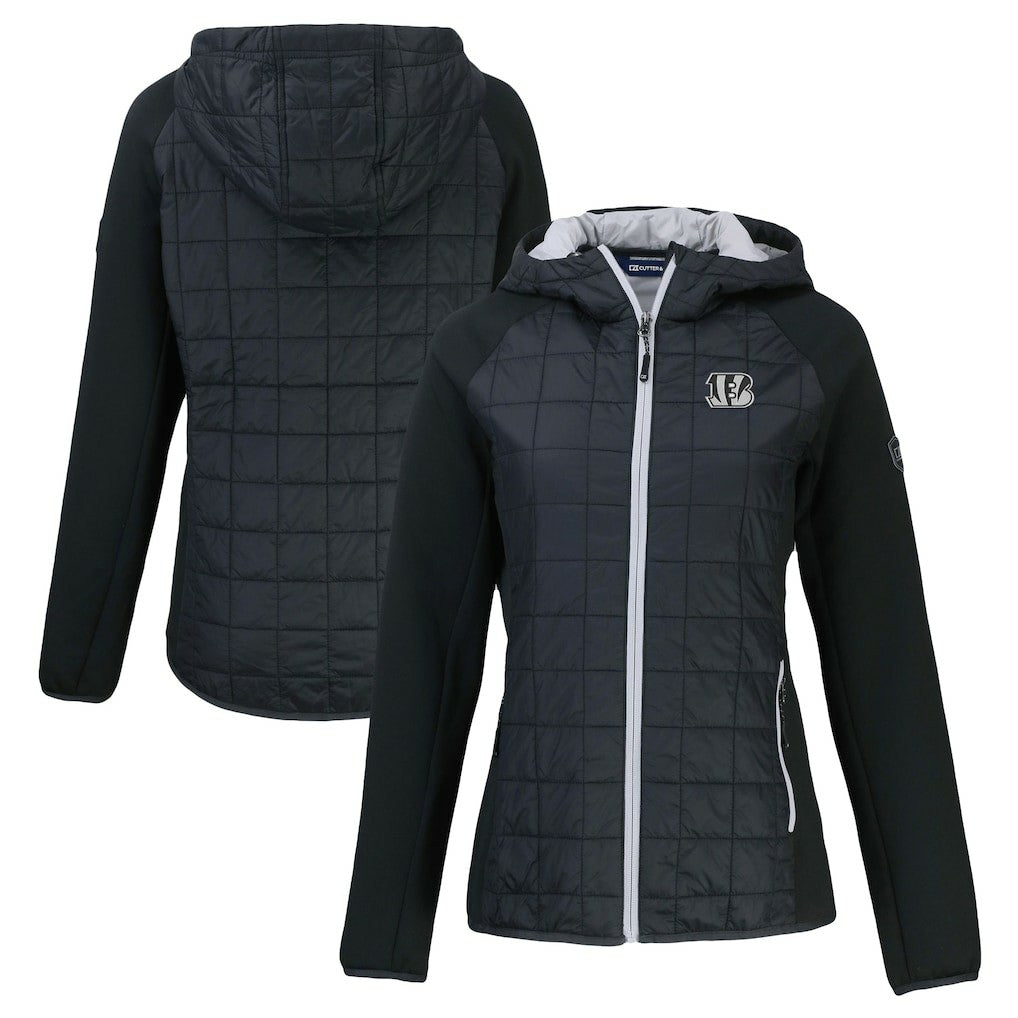 Cincinnati Bengals Cutter & Buck Women's Rainier PrimaLoft Eco Hybrid Full-Zip Hoodie Jacket - Black - NFL