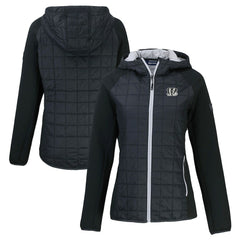 Cincinnati Bengals Cutter & Buck Women's Rainier PrimaLoft Eco Hybrid Full-Zip Hoodie Jacket - Black - NFL