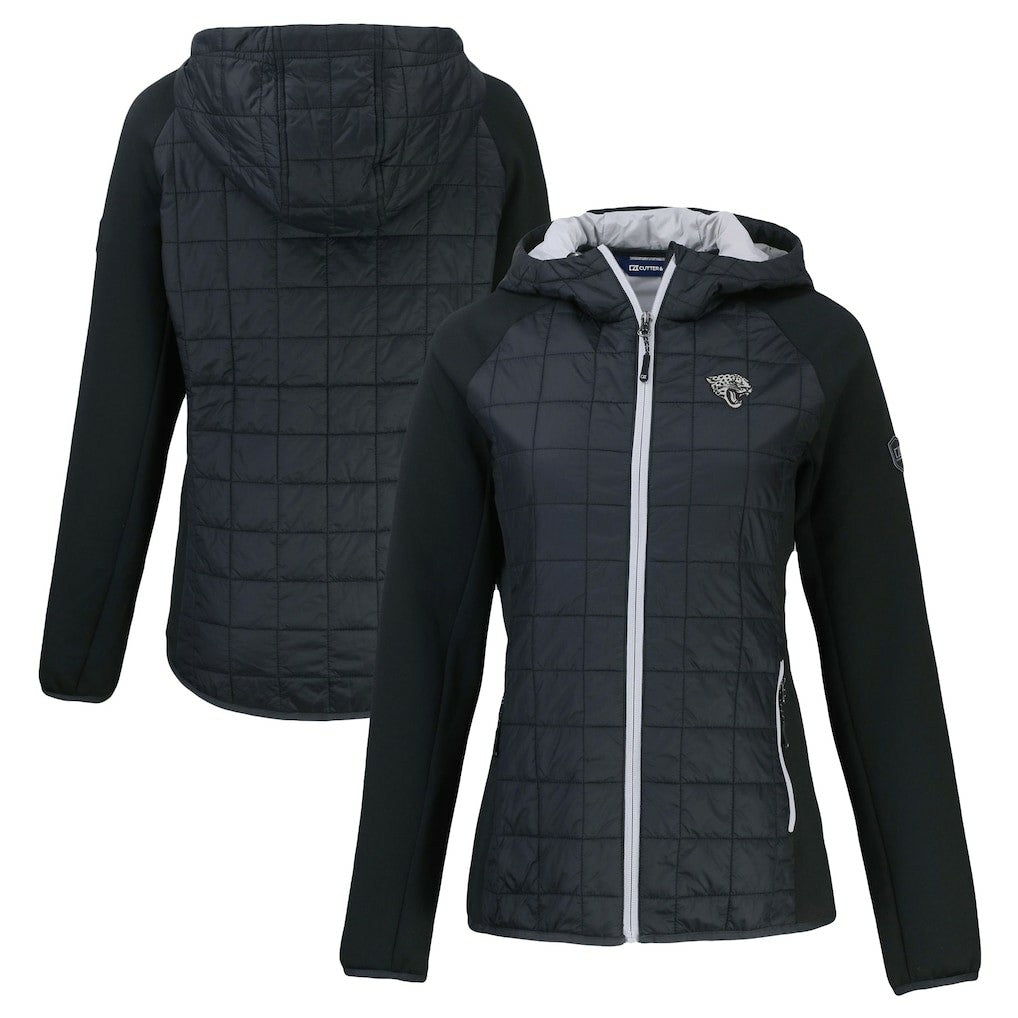 Jacksonville Jaguars Cutter & Buck Women's Rainier PrimaLoft Eco Hybrid Full-Zip Hoodie Jacket - Black - NFL