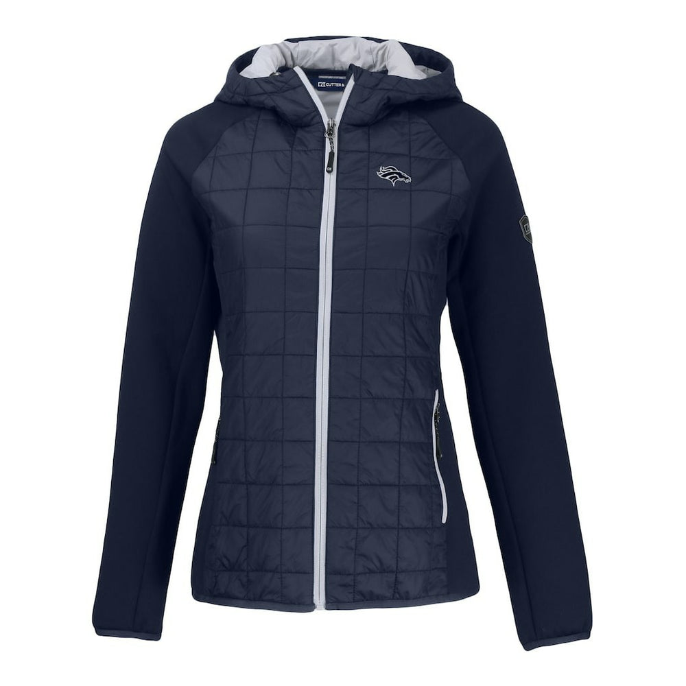 Denver Broncos Cutter & Buck Women's Rainier PrimaLoft Eco Hybrid Full-Zip Hoodie Jacket - Navy - NFL