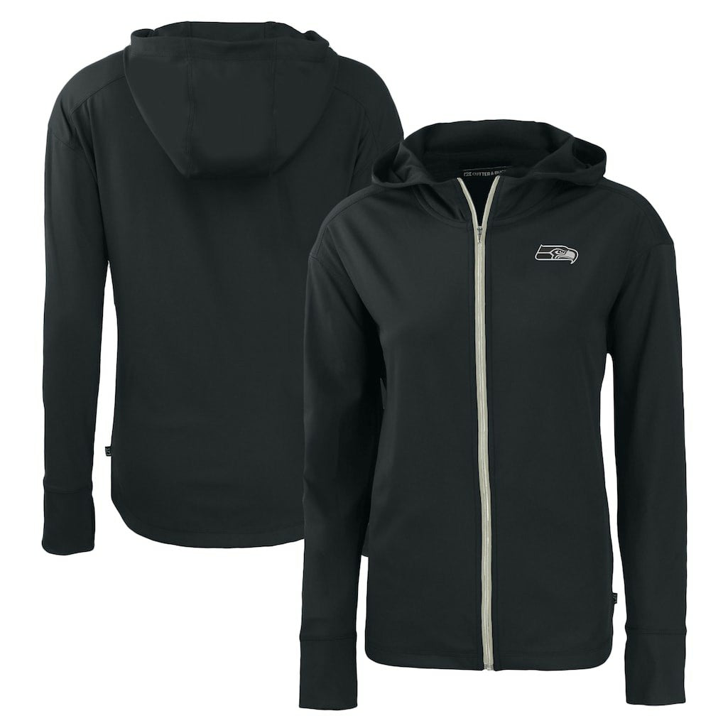 Seattle Seahawks Cutter & Buck Women's Daybreak Eco Recycled Full-Zip Hoodie - Black - NFL