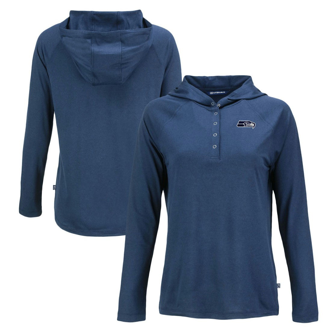 Seattle Seahawks Cutter & Buck Women's Coastline Epic Comfort Eco Recycled Long Sleeve Hoodie T-Shirt - Navy - NFL