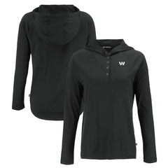 Washington Commanders Cutter & Buck Women's Coastline Epic Comfort Eco Recycled Long Sleeve Hoodie T-Shirt - Black - NFL