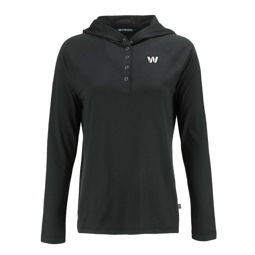 Washington Commanders Cutter & Buck Women's Coastline Epic Comfort Eco Recycled Long Sleeve Hoodie T-Shirt - Black - NFL
