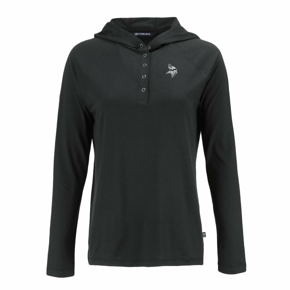 Minnesota Vikings Cutter & Buck Women's Coastline Epic Comfort Eco Recycled Long Sleeve Hoodie T-Shirt - Black - NFL