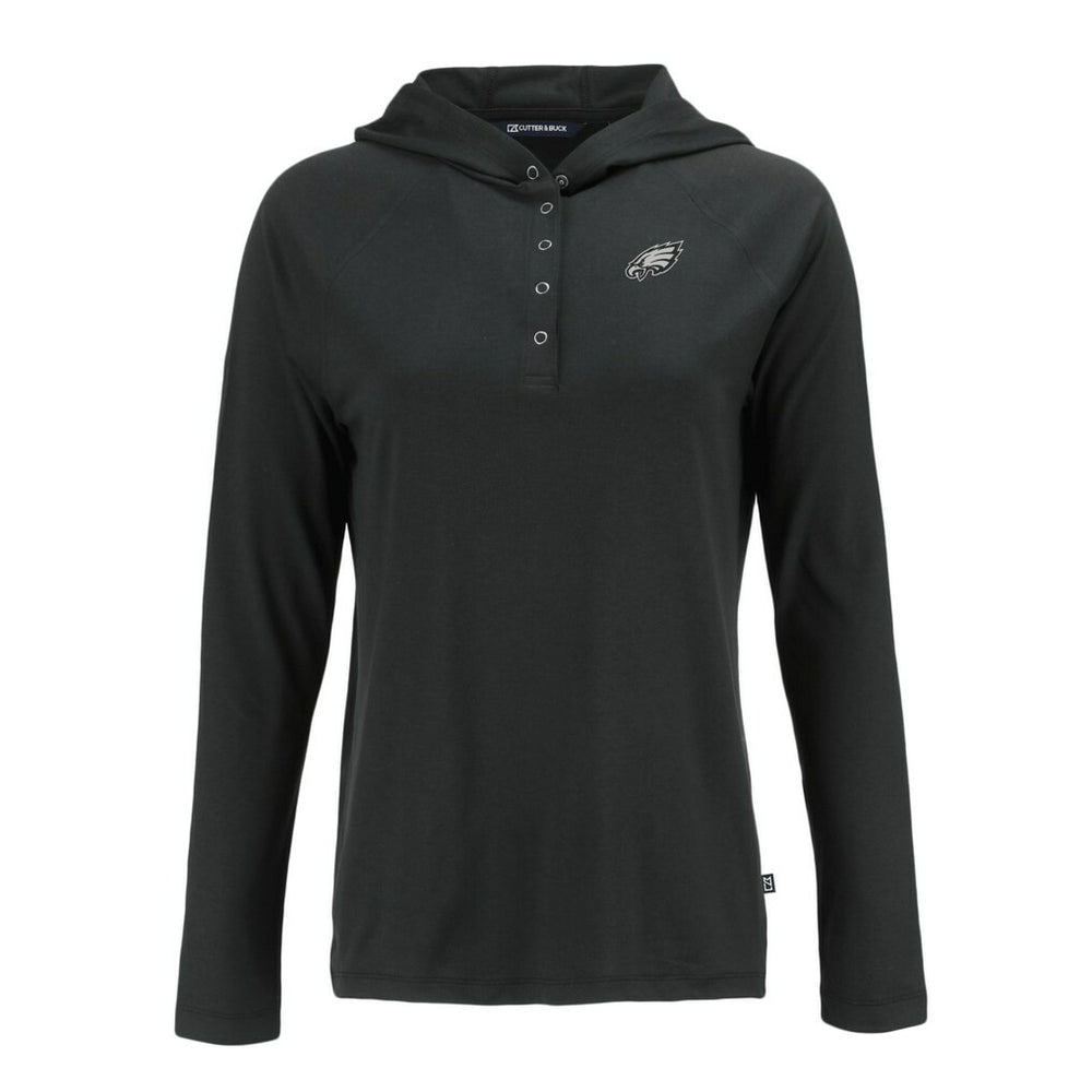 Philadelphia Eagles Cutter & Buck Women's Coastline Epic Comfort Eco Recycled Long Sleeve Hoodie T-Shirt - Black - NFL