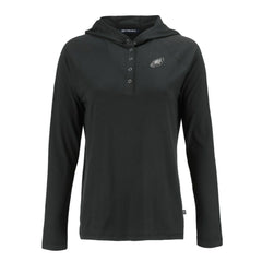 Philadelphia Eagles Cutter & Buck Women's Coastline Epic Comfort Eco Recycled Long Sleeve Hoodie T-Shirt - Black - NFL