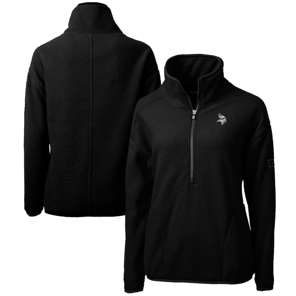 Minnesota Vikings Cutter & Buck Women's Cascade Eco Sherpa Fleece Half-Zip Jacket - Black - NFL