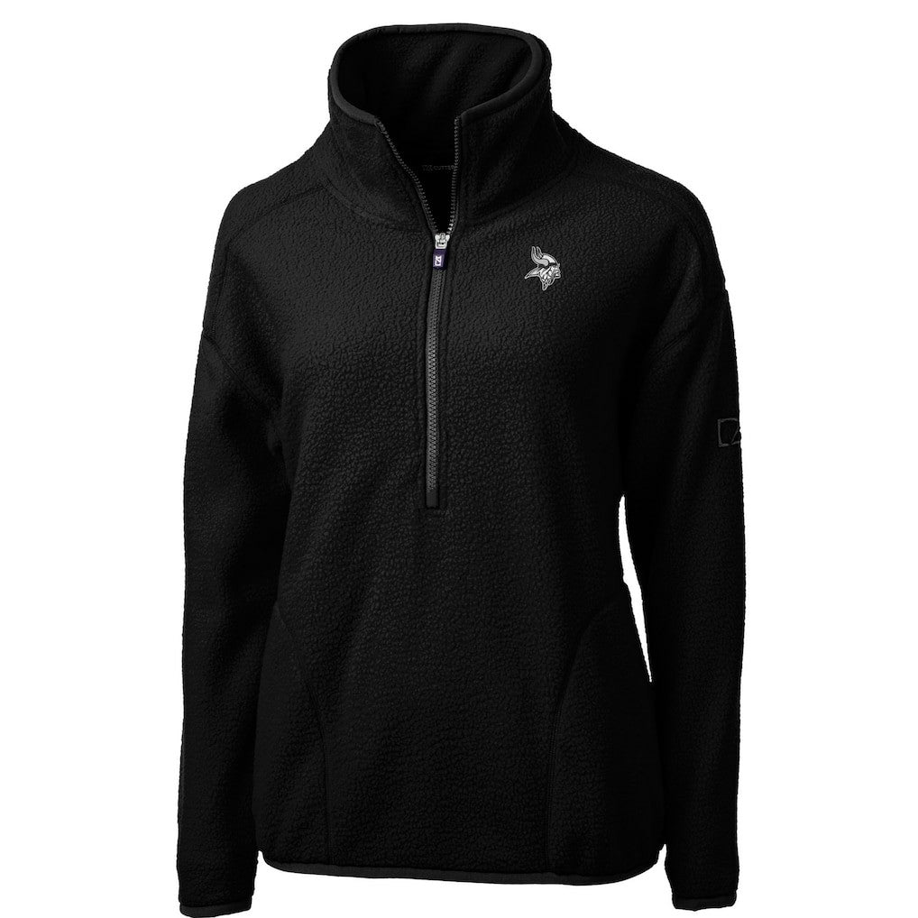 Minnesota Vikings Cutter & Buck Women's Cascade Eco Sherpa Fleece Half-Zip Jacket - Black - NFL