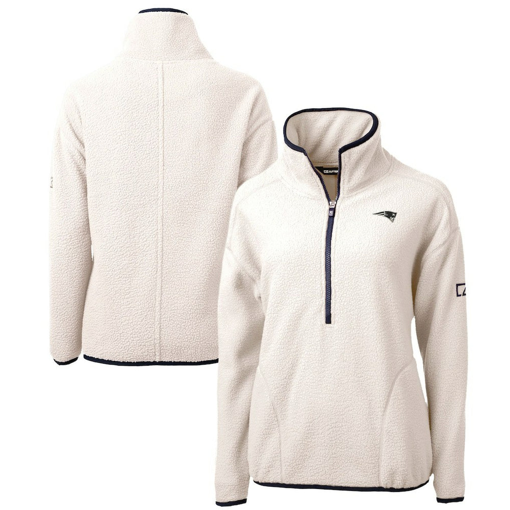 New England Patriots Cutter & Buck Women's Cascade Eco Sherpa Fleece Half-Zip Jacket - Oatmeal - NFL