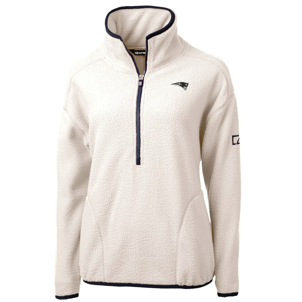 New England Patriots Cutter & Buck Women's Cascade Eco Sherpa Fleece Half-Zip Jacket - Oatmeal - NFL