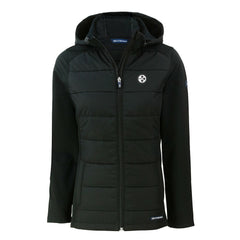 Pittsburgh Steelers Cutter & Buck Women's Evoke Hybrid Eco Softshell Recycled Full-Zip Hoodie Jacket - Black - NFL