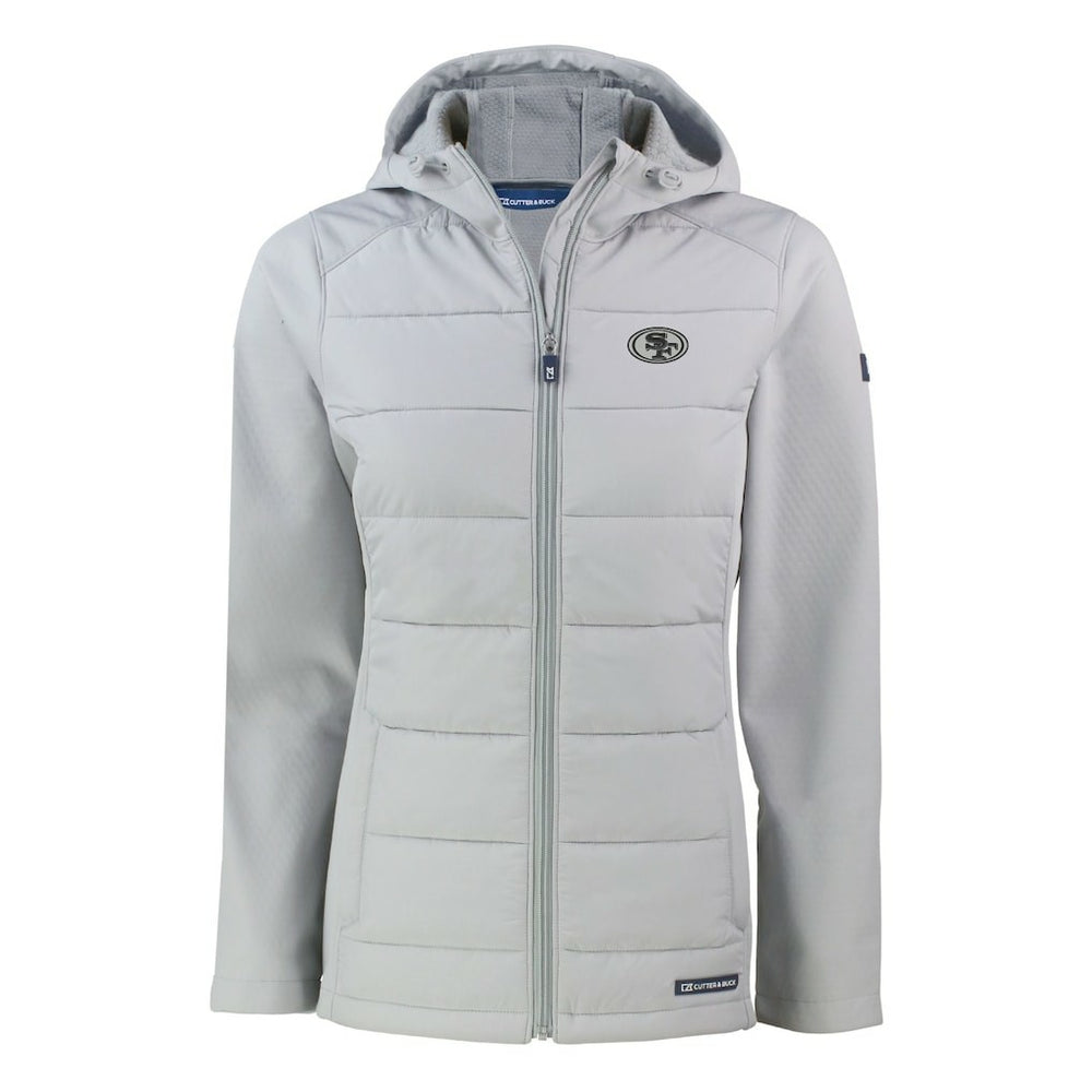 San Francisco 49ers Cutter & Buck Women's Evoke Hybrid Eco Softshell Recycled Full-Zip Hoodie Jacket - Gray - NFL