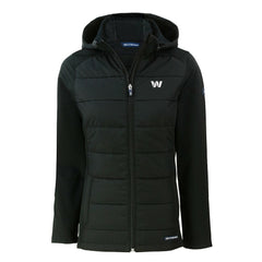 Washington Commanders Cutter & Buck Women's Evoke Hybrid Eco Softshell Recycled Full-Zip Hoodie Jacket - Black - NFL