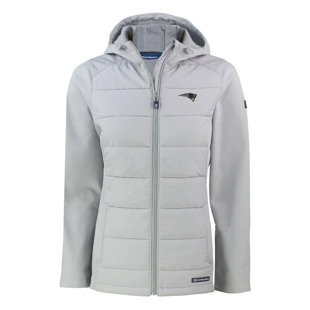 New England Patriots Cutter & Buck Women's Evoke Hybrid Eco Softshell Recycled Full-Zip Hoodie Jacket - Gray - NFL