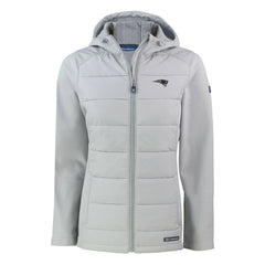 New England Patriots Cutter & Buck Women's Evoke Hybrid Eco Softshell Recycled Full-Zip Hoodie Jacket - Gray - NFL