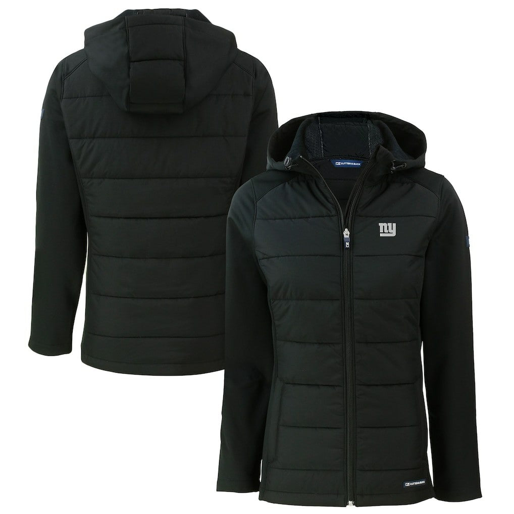 New York Giants Cutter & Buck Women's Evoke Hybrid Eco Softshell Recycled Full-Zip Hoodie Jacket - Black - NFL
