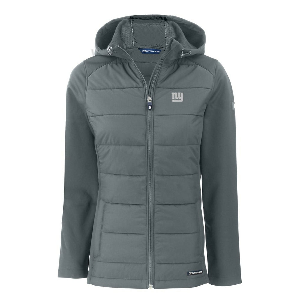 New York Giants Cutter & Buck Women's Evoke Hybrid Eco Softshell Recycled Full-Zip Hoodie Jacket - Gray - NFL