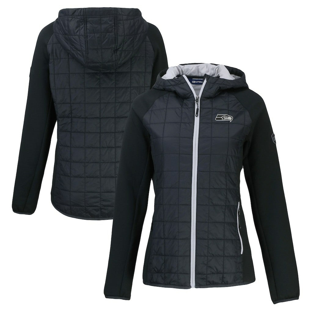 Seattle Seahawks Cutter & Buck Women's Rainier PrimaLoft Eco Hybrid Full-Zip Hoodie Jacket - Black - NFL