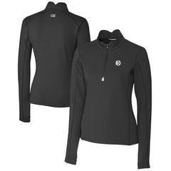 Pittsburgh Steelers Cutter & Buck Women's Traverse Stretch DryTec Quarter-Zip Top - Black - NFL