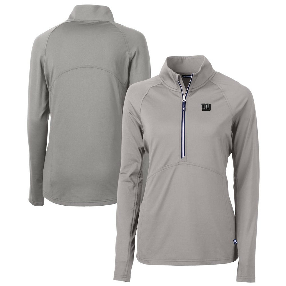 New York Giants Cutter & Buck Women's Adapt Eco Knit Stretch Recycled Raglan Half-Zip Top - Gray - NFL