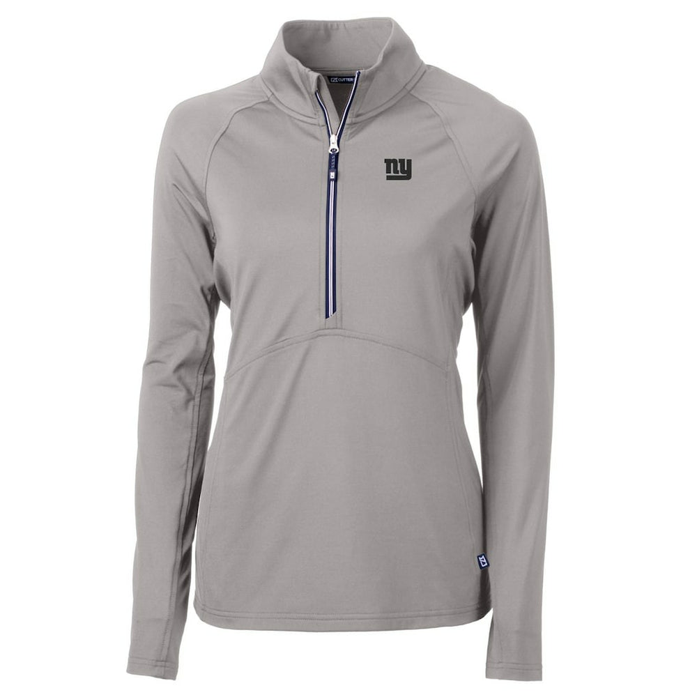New York Giants Cutter & Buck Women's Adapt Eco Knit Stretch Recycled Raglan Half-Zip Top - Gray - NFL