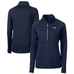 Seattle Seahawks Cutter & Buck Women's Adapt Eco Knit Stretch Recycled Raglan Half-Zip Top - College Navy - NFL