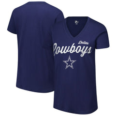 Dallas Cowboys G-III 4Her by Carl Banks Women's Post Season V-Neck T-Shirt - Navy - NFL