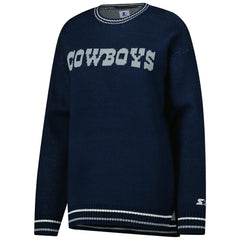 Dallas Cowboys Starter Women's Oversized On the Ball Intarsia Knit Pullover Sweater - Navy - NFL