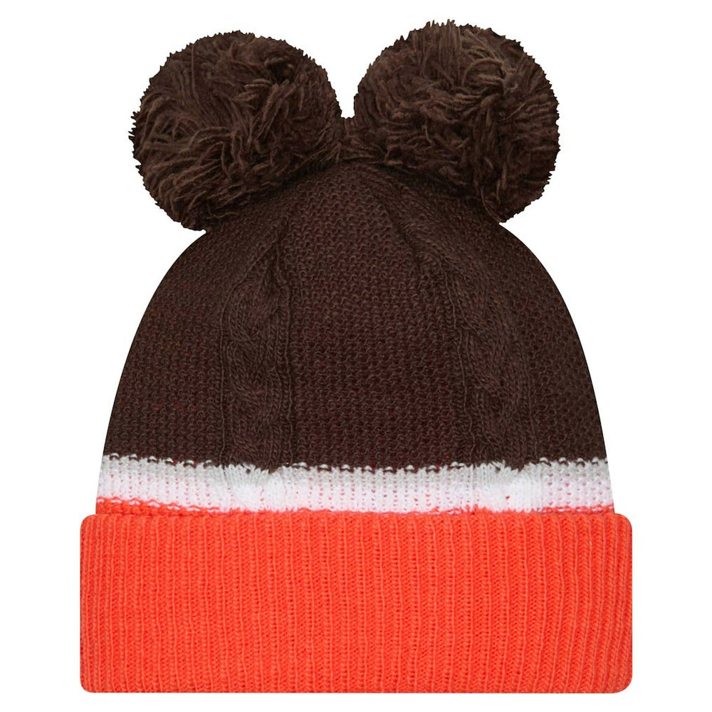 Cleveland Browns New Era Women's Double Bubble Cuffed Knit Hat with Poms - Brown - NFL
