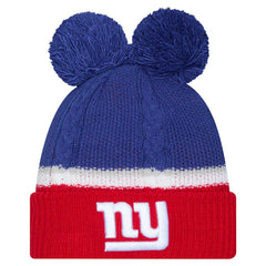 New York Giants New Era Women's Double Bubble Cuffed Knit Hat with Poms - Royal - NFL