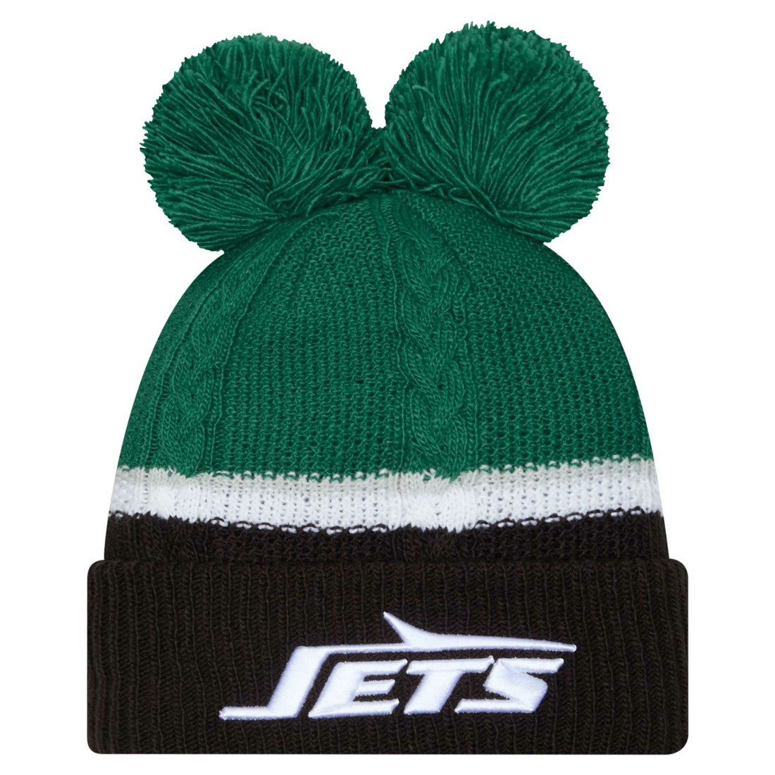 New York Jets New Era Women's Double Bubble Cuffed Knit Hat with Poms - Green - NFL